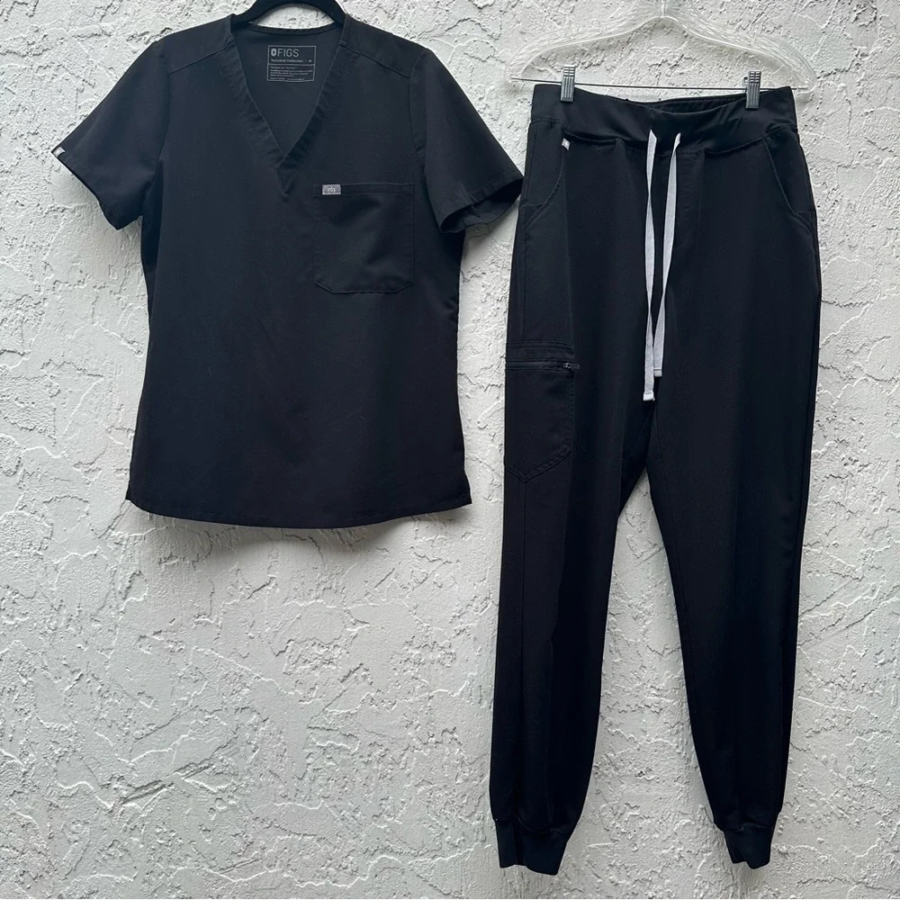 FIGS Technical Collection Scrub Set Women Size Medium Black Uniform Nurse Doctor